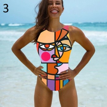 Sexy Halter Print Women One Piece Swimsuit 2021 Female Brazilian Swimwear Bathing Suits Bodysuit Beach Wear Backless Monokini